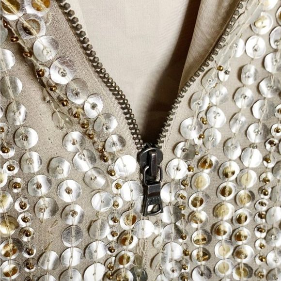 Sz 6 Alice+Olivia Glam A Line Dress Size 6 Champage Silver Sparkle A Line Dress - Picture 14 of 16